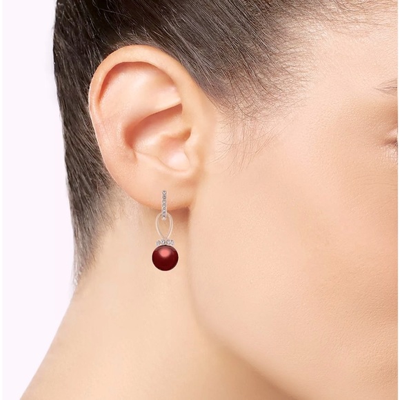 Imitation Pearl and Pavé Drop Earrings! - Picture 2 of 5